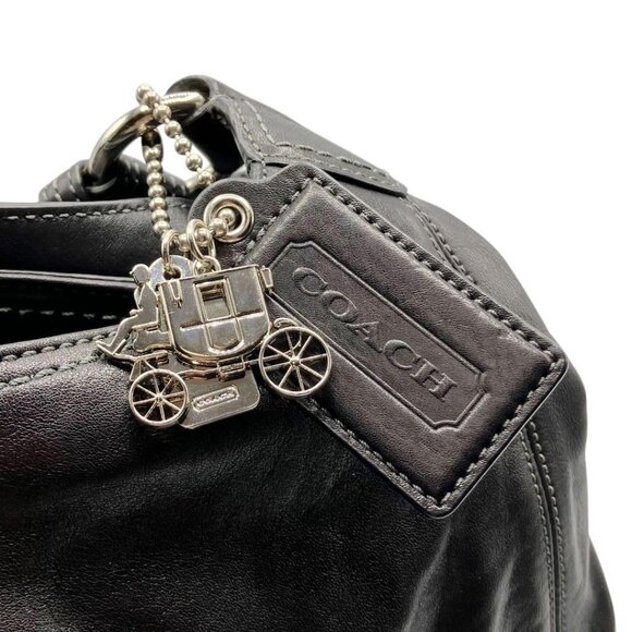 Coach Leather Handbag Logo Plate Charm Black - Picture 9 of 10
